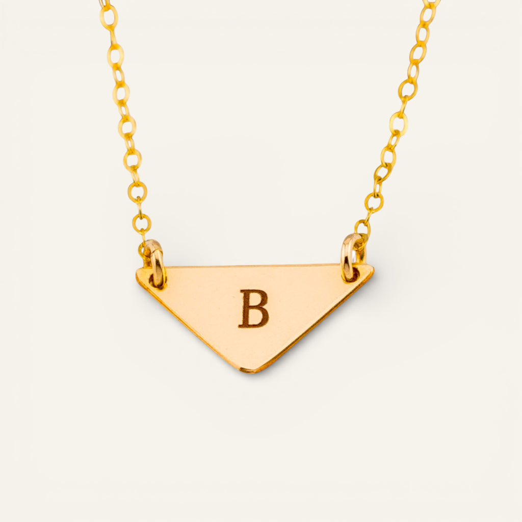 Personalized Small Triangle Necklace, 0.5" Triangle