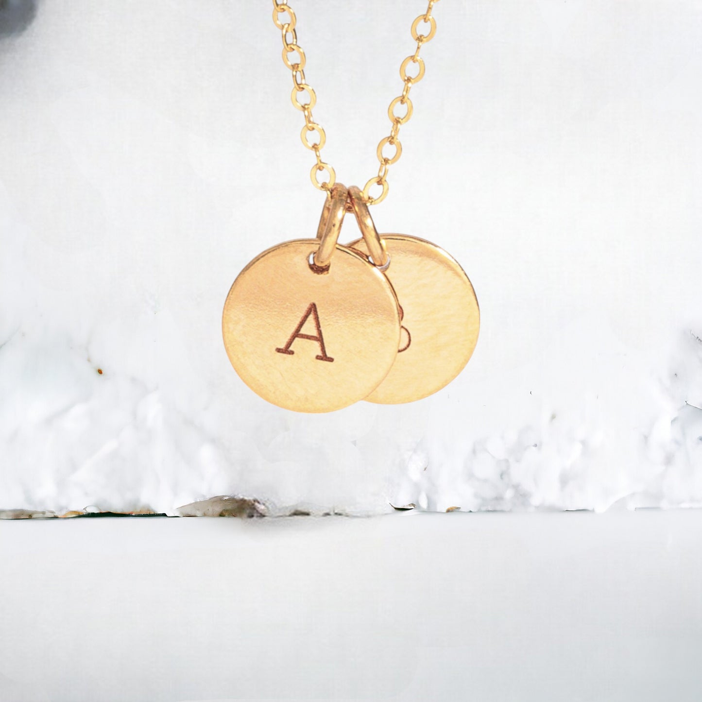 Custom 2 Charms Necklace, 0.38" Disc Charms