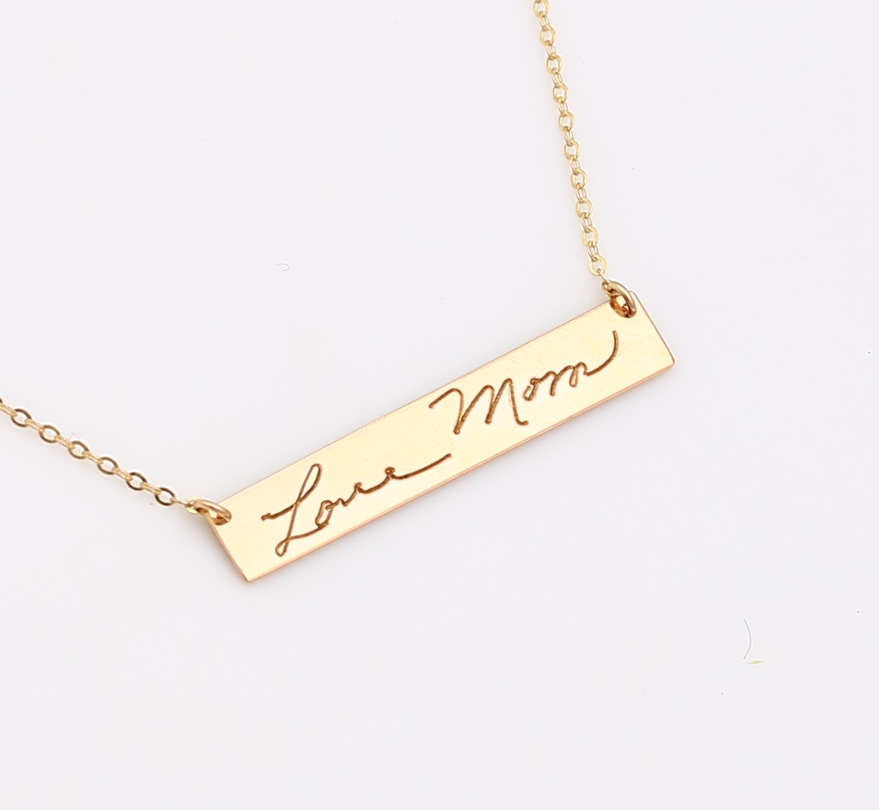 Personalized Actual Handwritten Necklace, 1.5-inch Bar