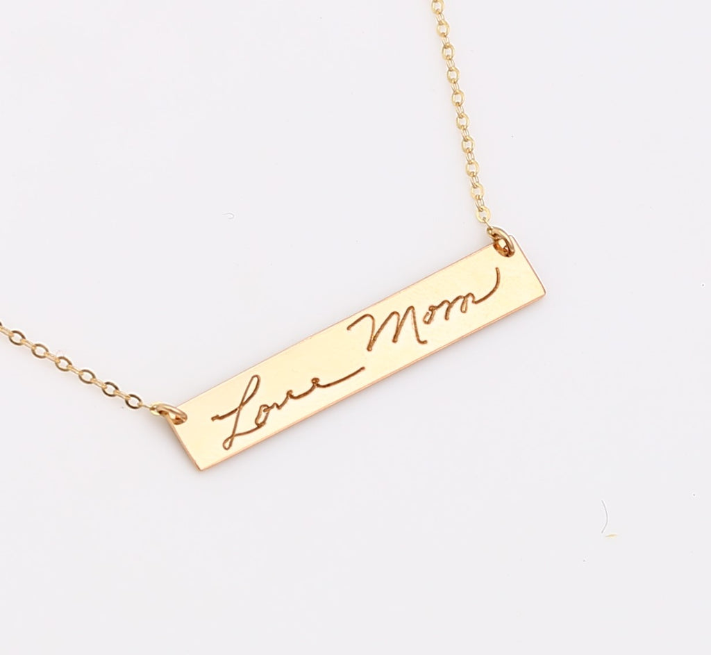 Personalized Actual Handwritten Necklace, 1.5-inch Bar