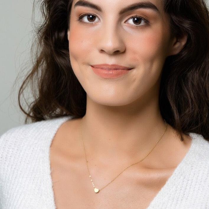 Customized Tiny Heart Bead Initial Necklace