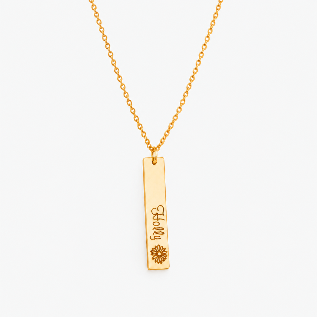 Personalized Vertical Bar Necklace – Birth Flower