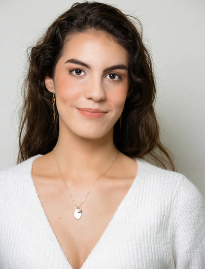 Mother and Grandmother Oval Disc Pendant Sketch Necklace