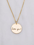 Actual Handwriting and Signature  Necklace, 1-inch Disc
