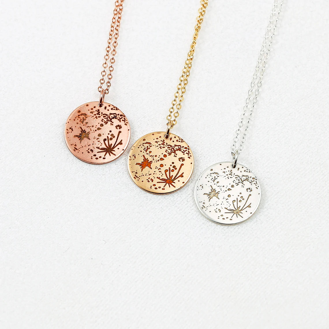 Real Moon Surface Pendant Necklace, 5/8" Disc