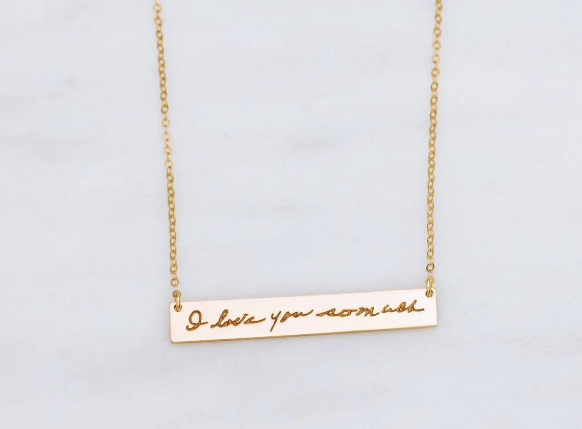 Actual Signature Handwriting Necklace,  11 mm 2" bar