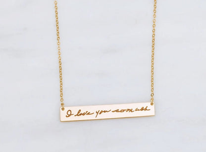 Actual Signature Handwriting Necklace,  11 mm 2" bar