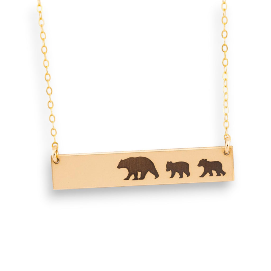 Mama Bear Bar Necklace, Mama Bear Bear Cubs Necklace