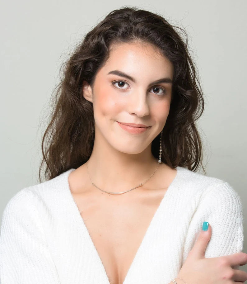 Handmade Trendy Hammered Skinny Curved Bar Necklace