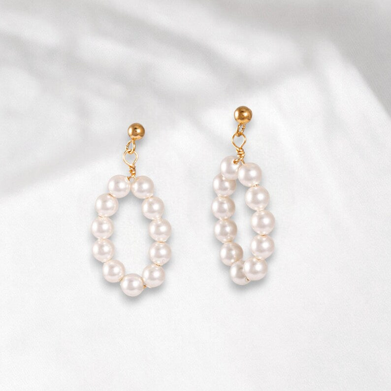 Pearl Dangle Stud Earrings