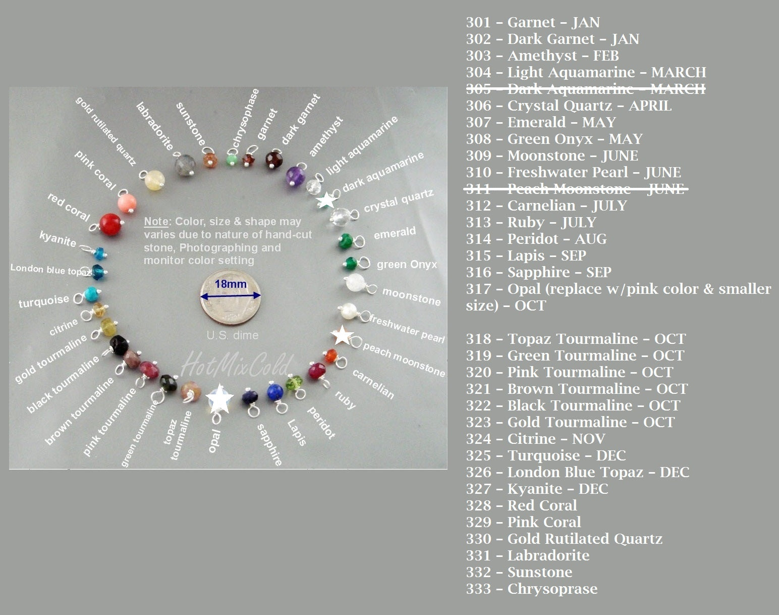 Small Birthstone Charm Add On