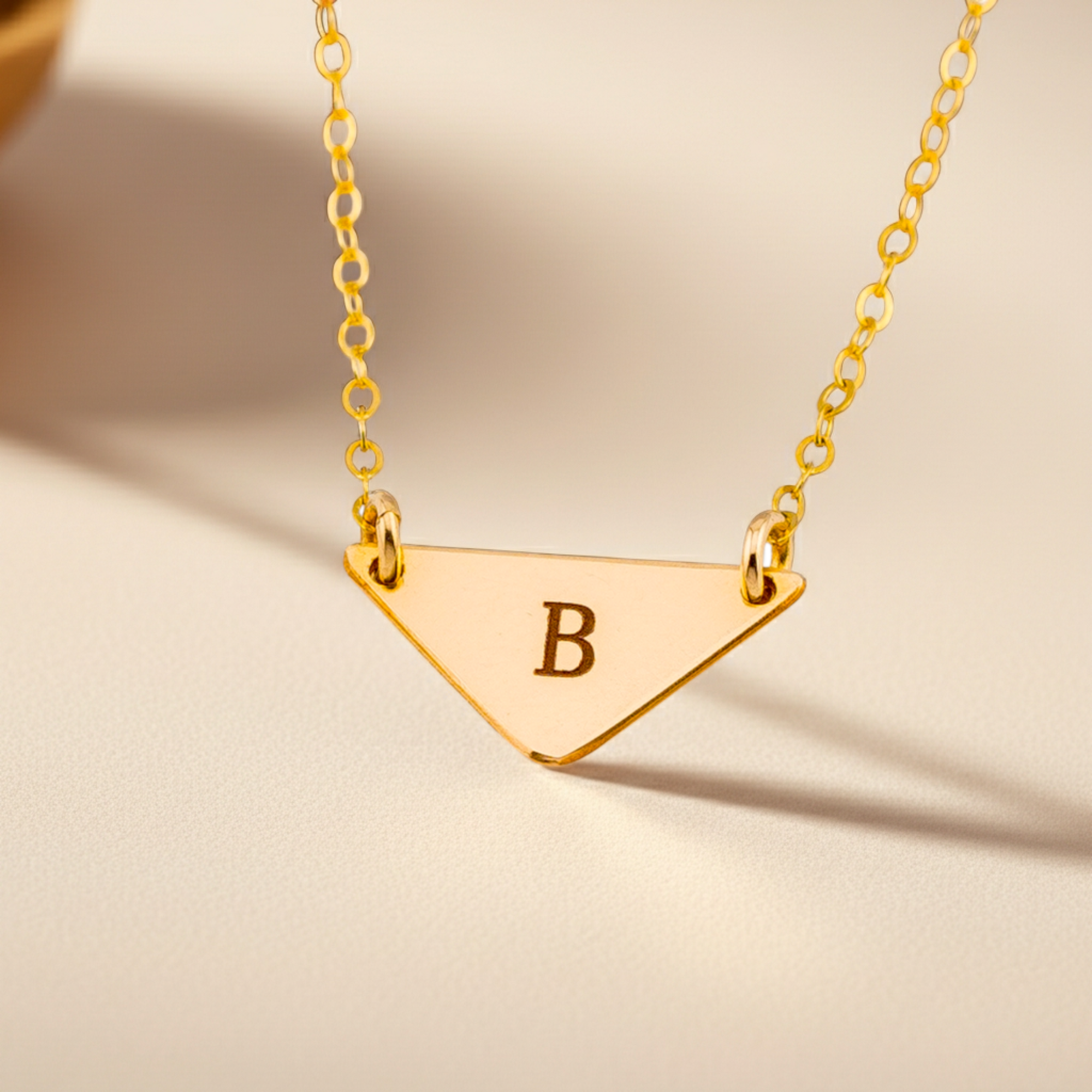 Personalized Small Triangle Necklace, 0.5" Triangle