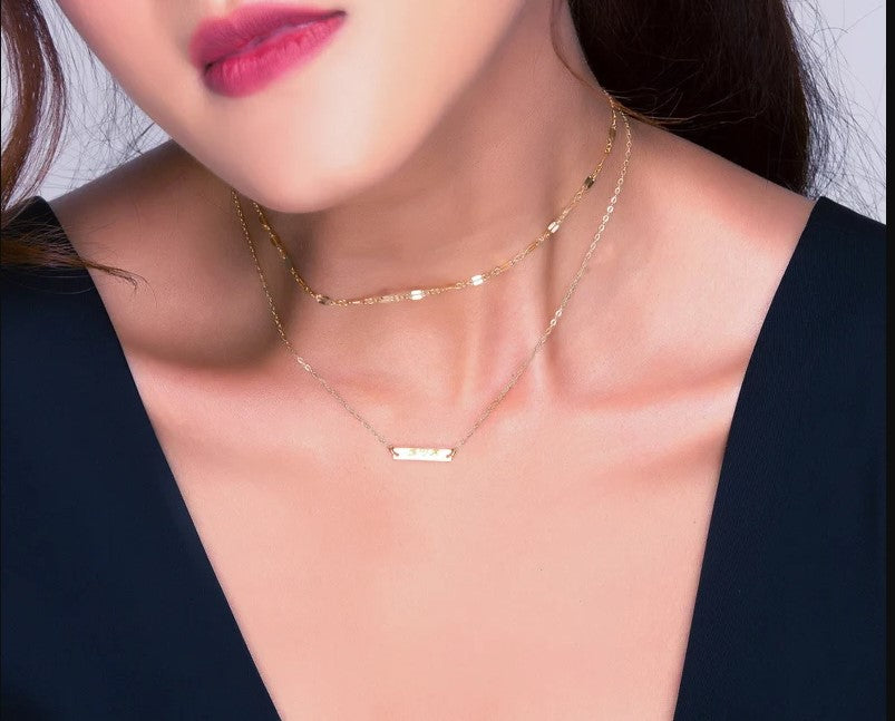Personalized Horizontal Skinny Name Bar Necklace, 5/8-inch