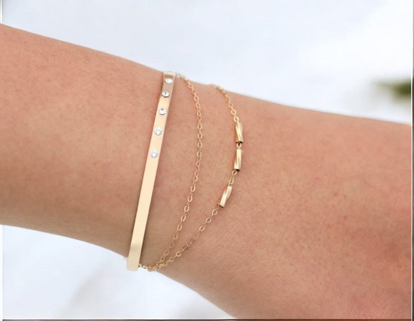 Delicate Tiny Tube Bar Bracelet