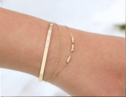 Delicate Tiny Tube Bar Bracelet