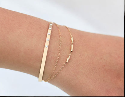 Delicate Tiny Tube Bar Bracelet