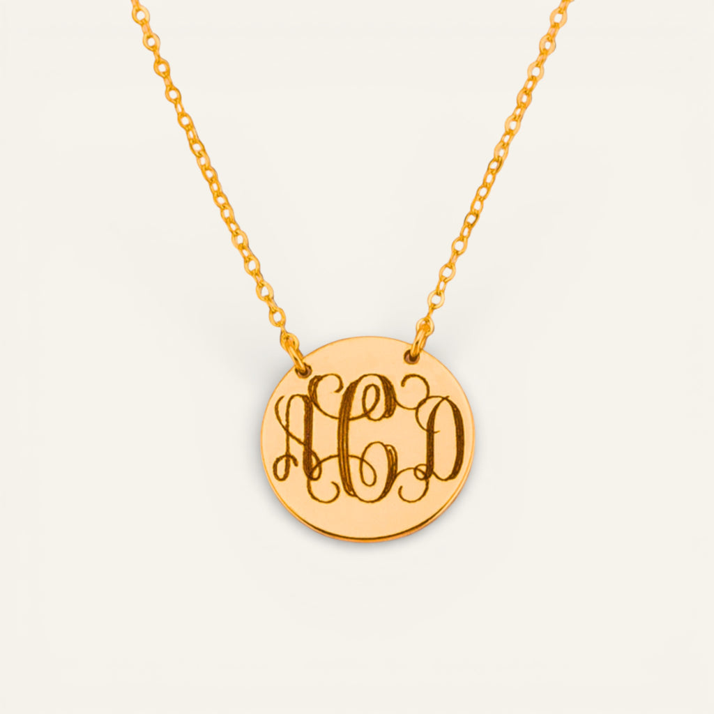 Interlocking Monogram Necklace, 5/8" Disc