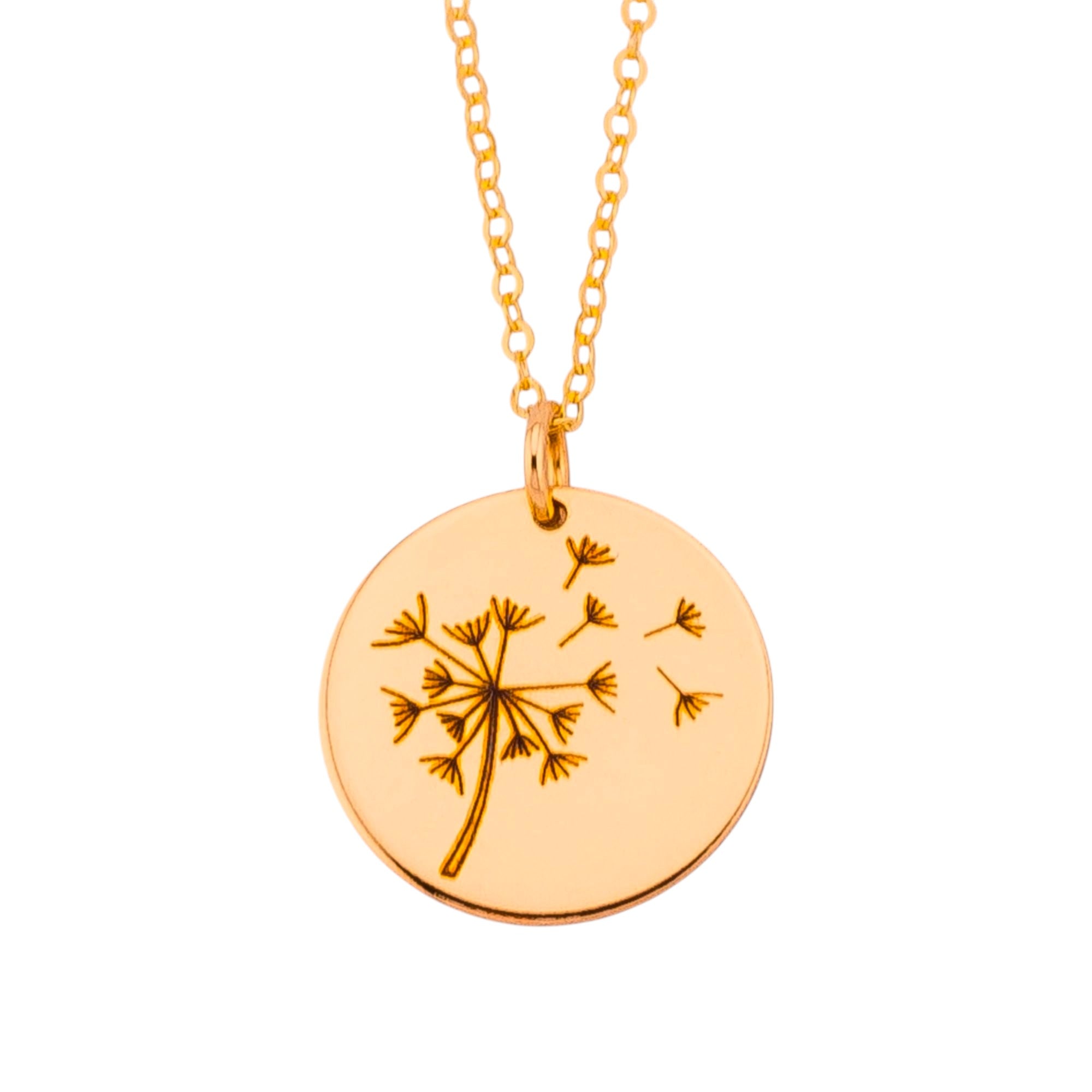 Dandelion Pendant Necklace, 5/8" Disc
