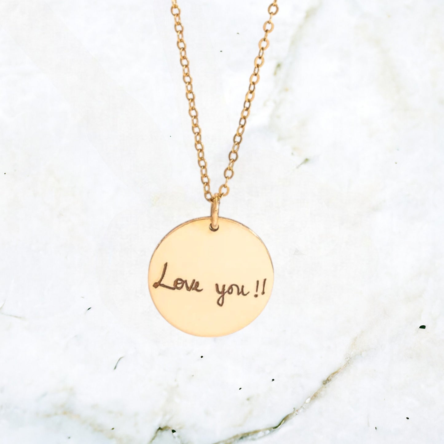 Actual Handwriting Circle Necklace, 1-inch Disc