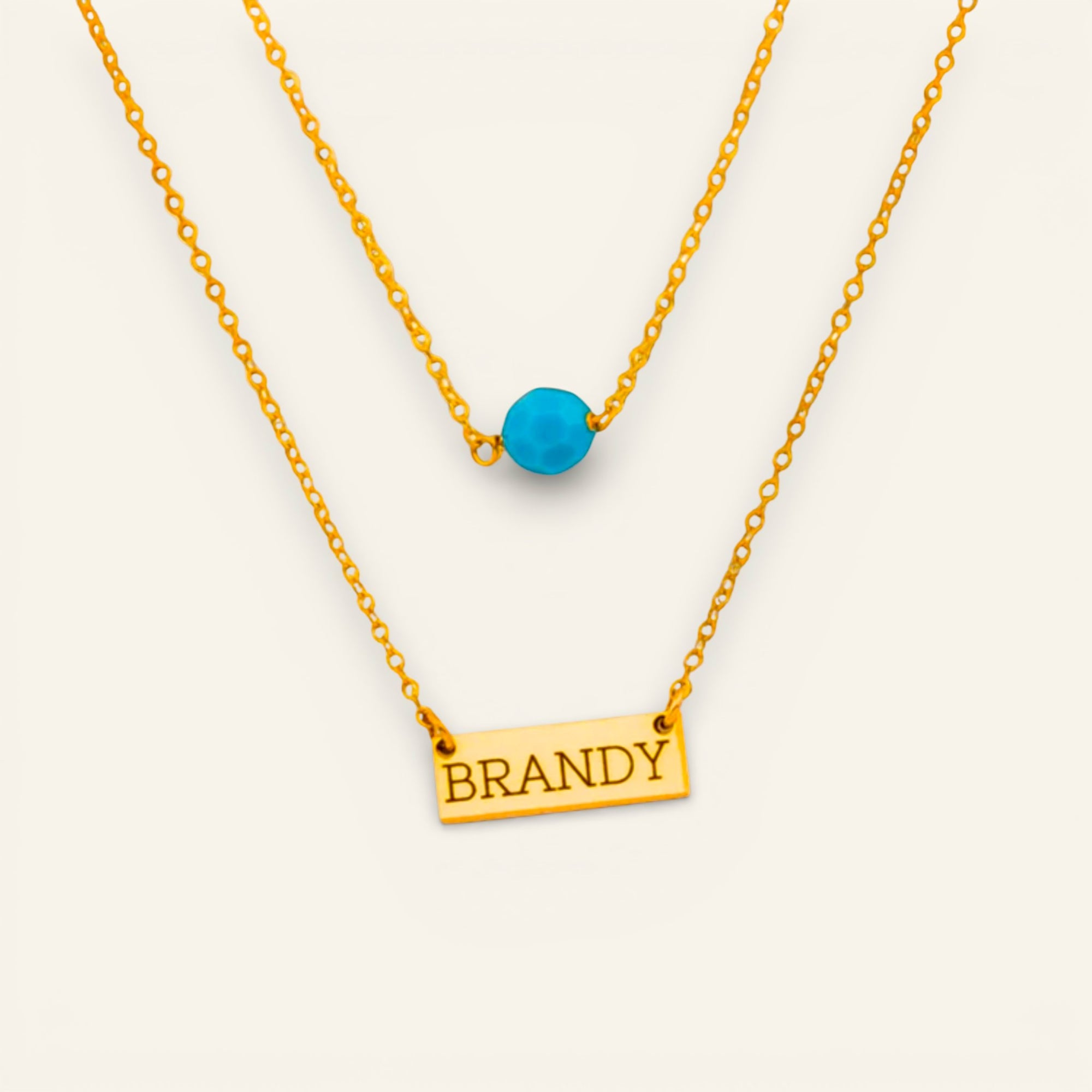 Birthstone and Mini Bar Pendant Layered Necklace Set