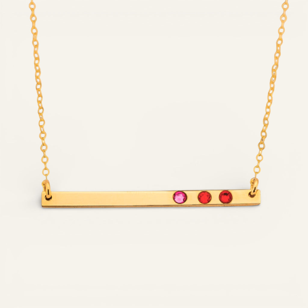 Skinny Long Bar with Birthstone, 1.5" Bar