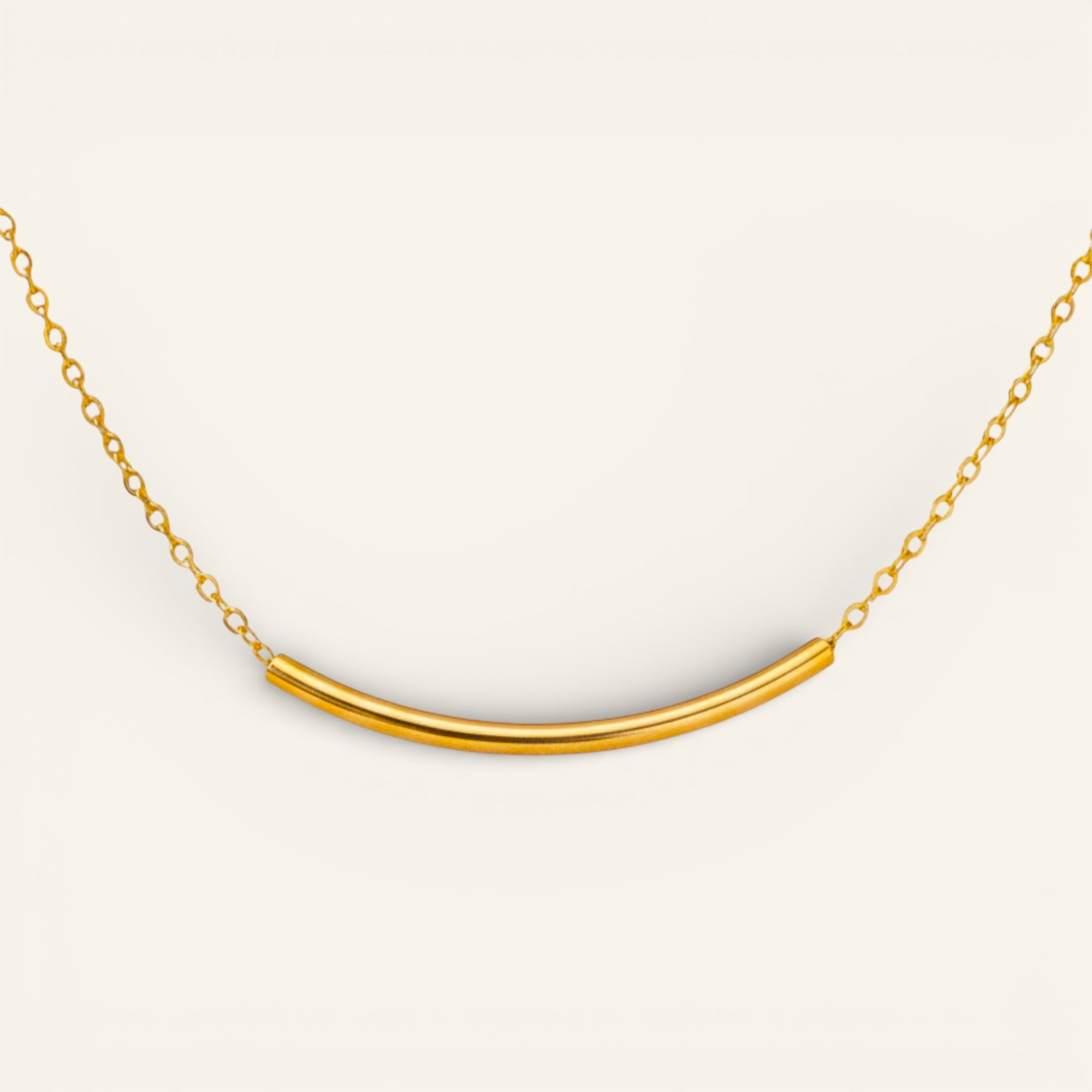 Dainty Curve Tube Bar Necklace, 1.25" Bar