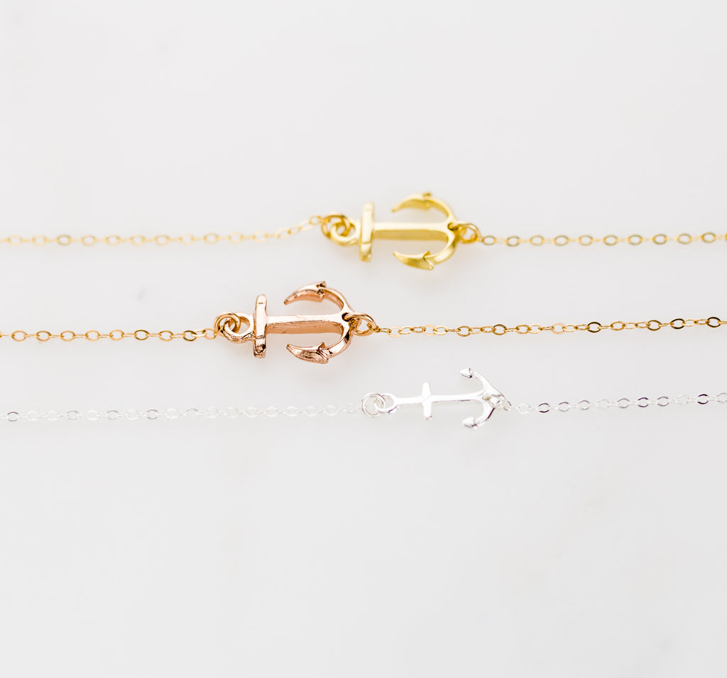 Small Sideways Anchor Necklace