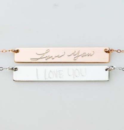 Actual Signature Handwriting Necklace, 8 mm 1.5" Bar