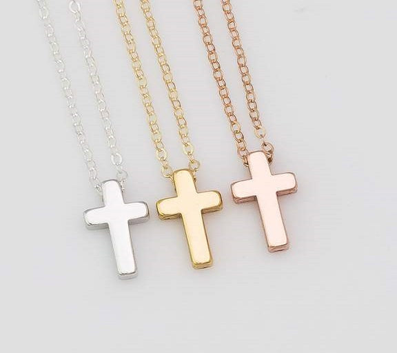 Minimal Tiny Sliding Cross Necklace