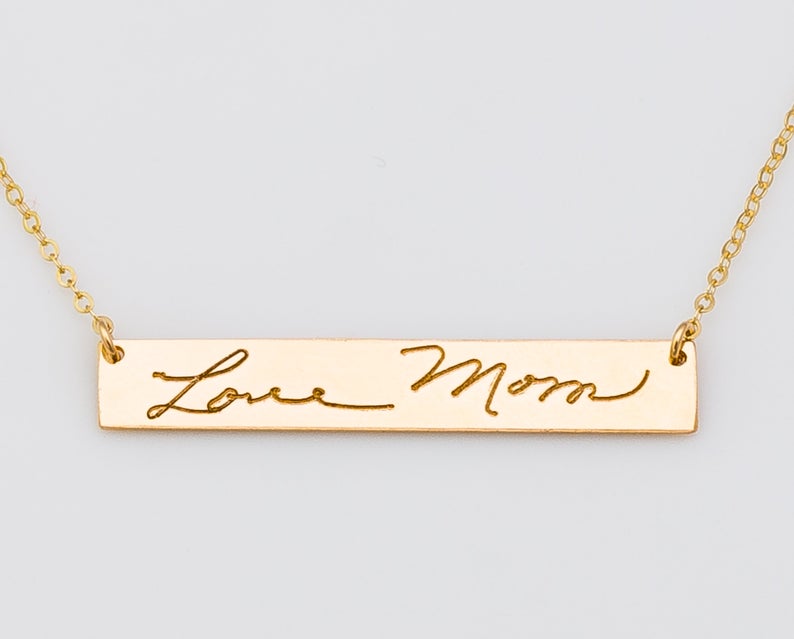 Actual Signature Handwriting Necklace, 8 mm 1.5" Bar