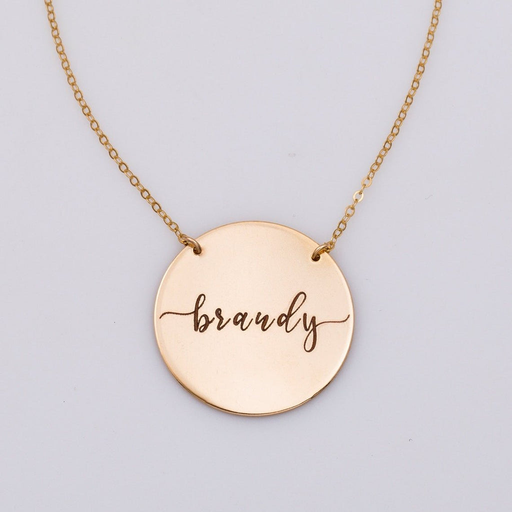 Personalized Large Circle Name Necklace, 1-inch Disc