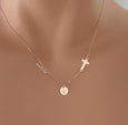 Rose Gold Sideways Cross Necklace