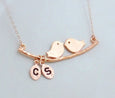 Rose Gold Kissing Love Bird Necklace