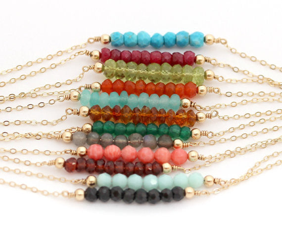 Gemstone Bar Necklace