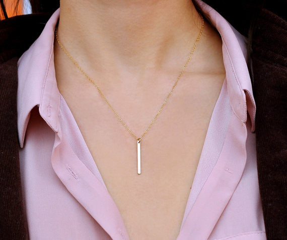 Short Skinny Vertical Bar Necklace