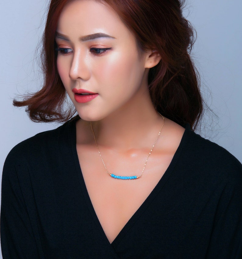 Short Gemstone Bar Necklace, 1.5" Bar