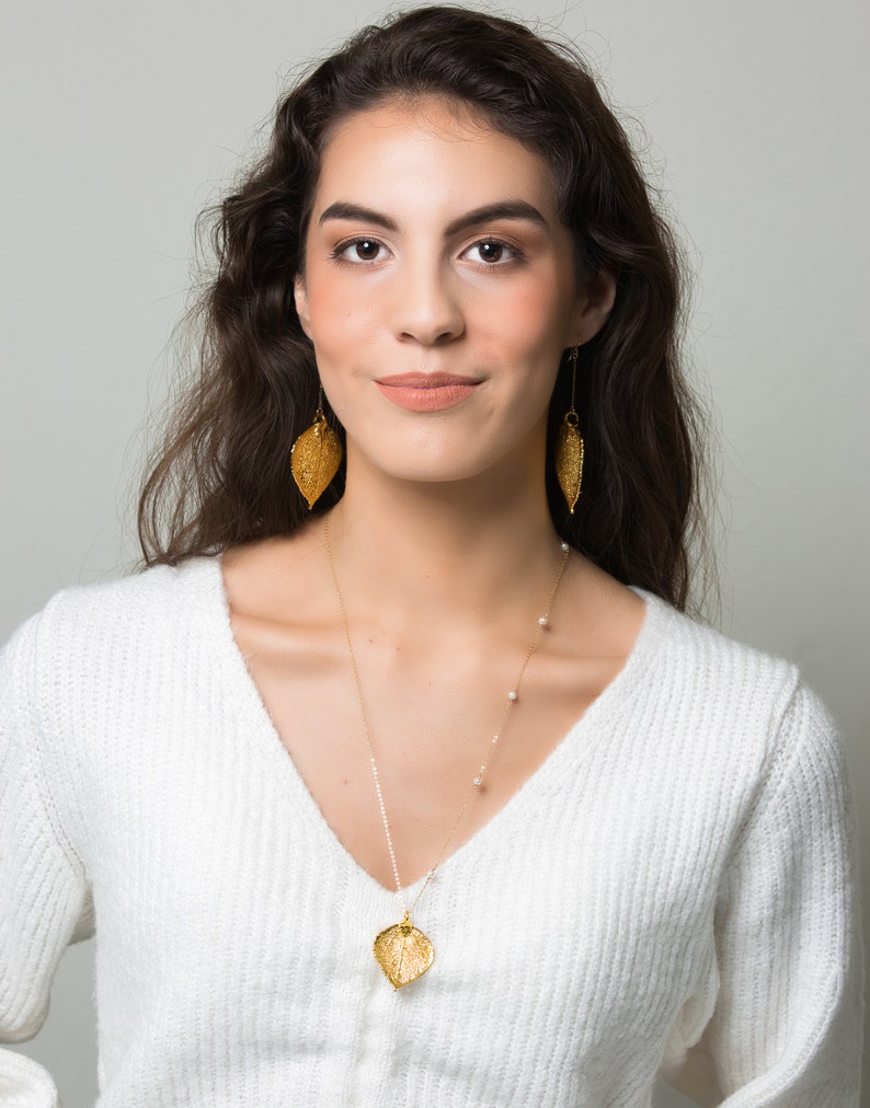 Dangle Real Aspen Leaf Earrings