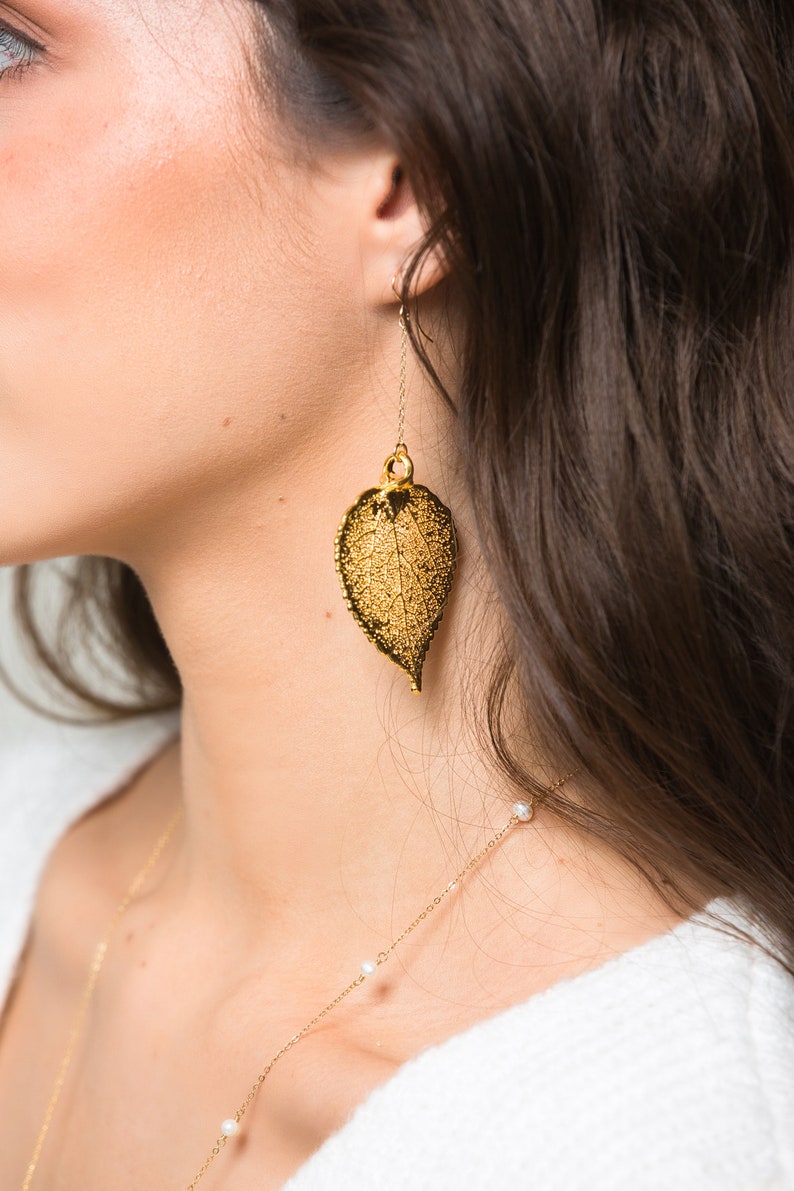 Aspen Leaf Earrings with Custom Birthstone