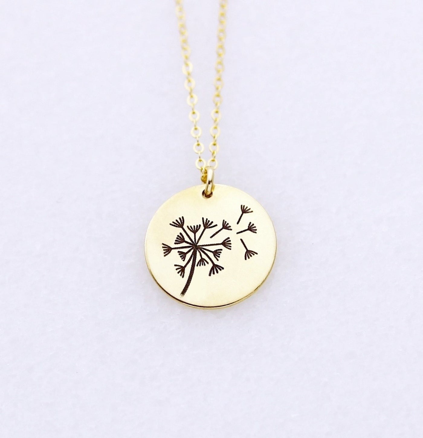Gold Dandelion Pendant Necklace