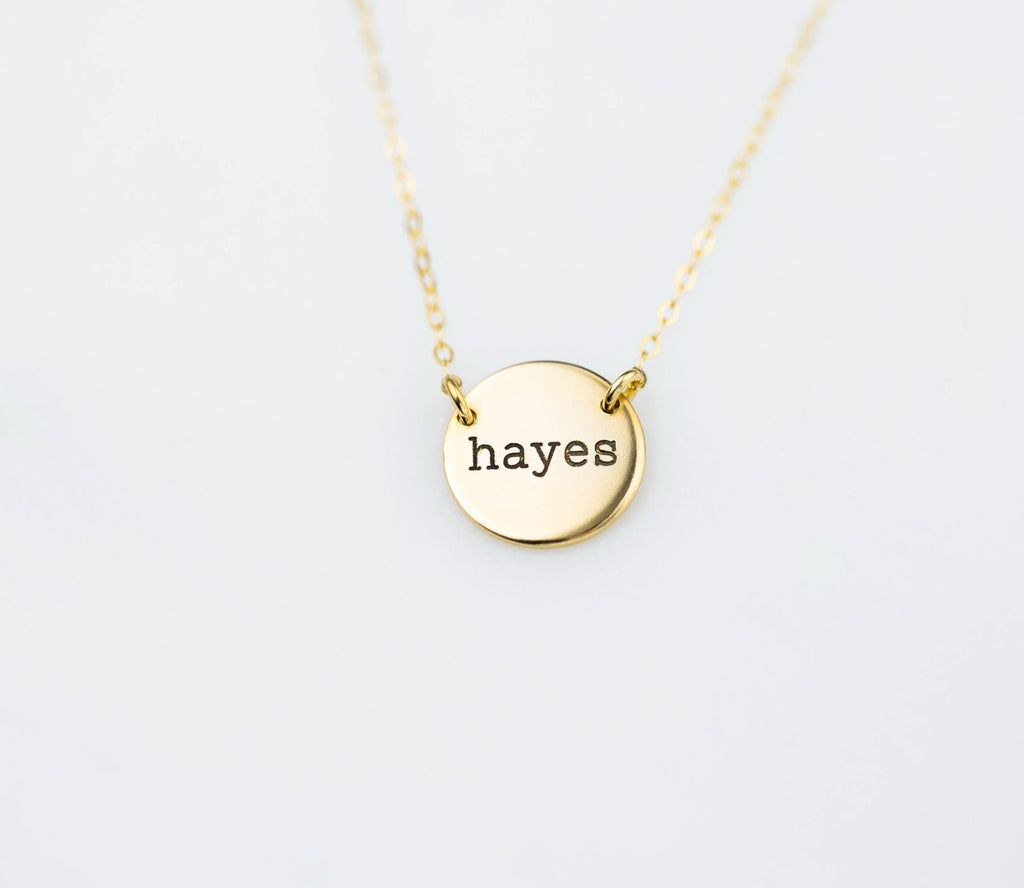 Personalized Large Circle Necklace, 1/2" Disc