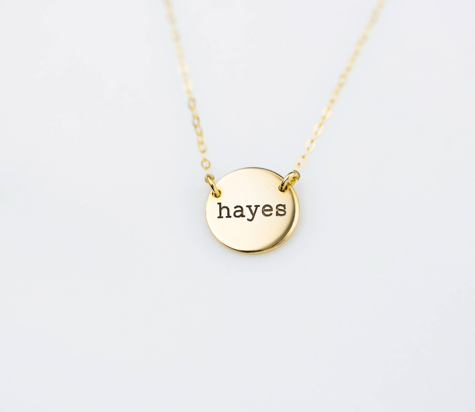 Personalized Large Circle Necklace, 1/2" Disc