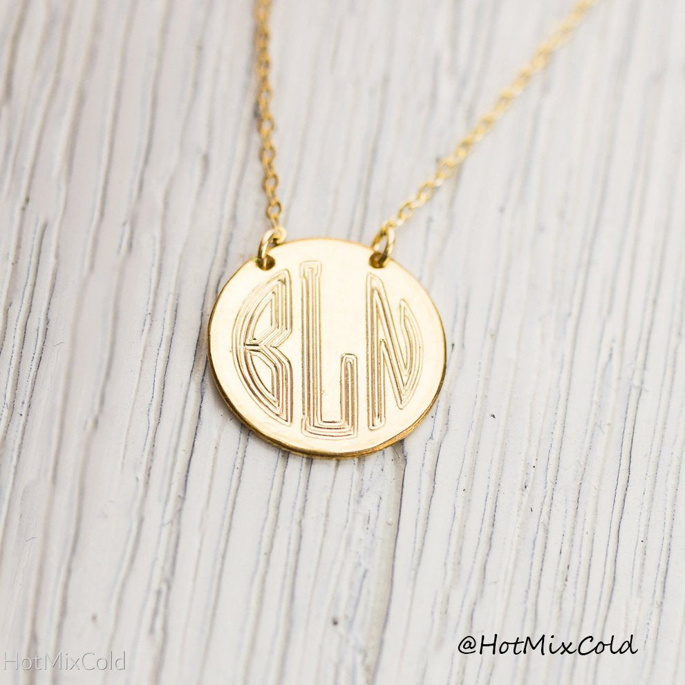 Monogram Necklace, 5/8" Disc