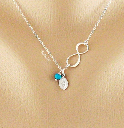 Silver Infinity Birthstone Necklace