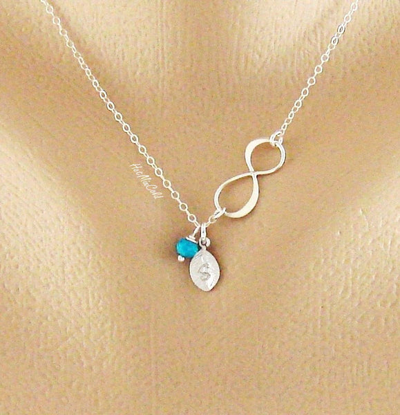 Silver Infinity Birthstone Necklace