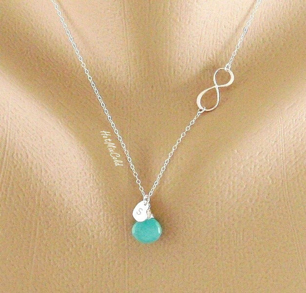 Silver Infinity Heart Birthstone Necklace