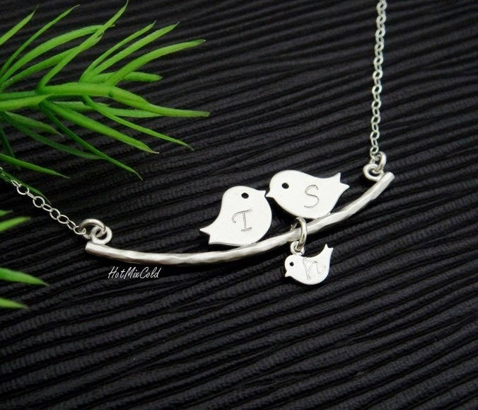 Silver Parent Birds Necklace