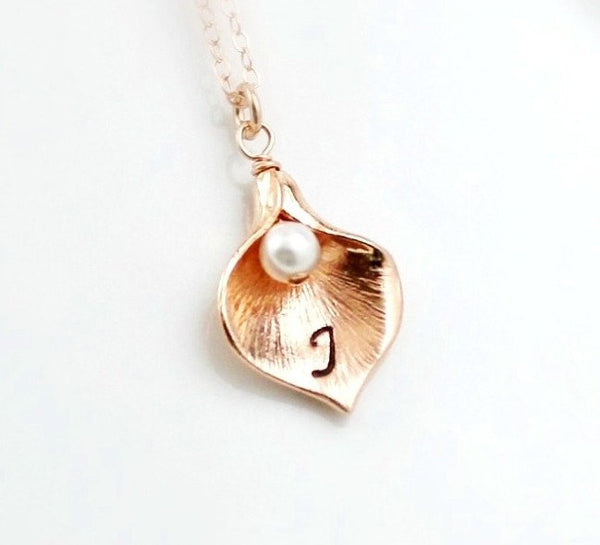 Rose Gold Calla Lily Necklace