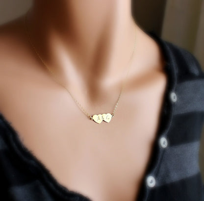 Gold Double Heart Necklace