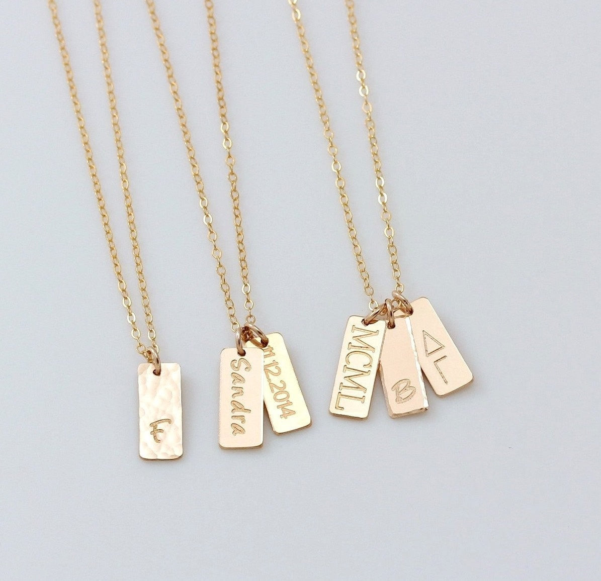 Gold Vertical Tags Necklace