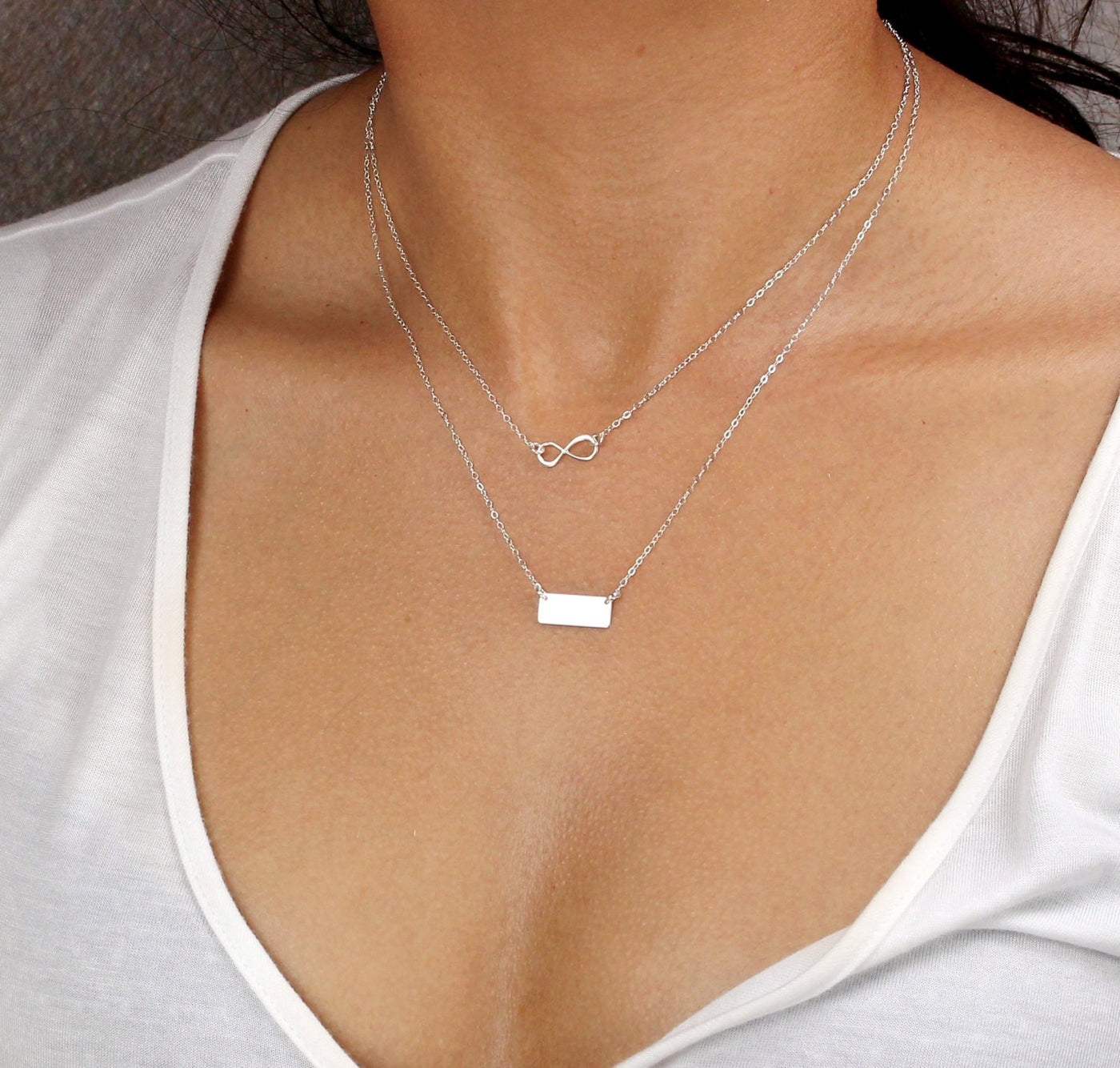 Double Layer Infinity Mini Bar Necklace